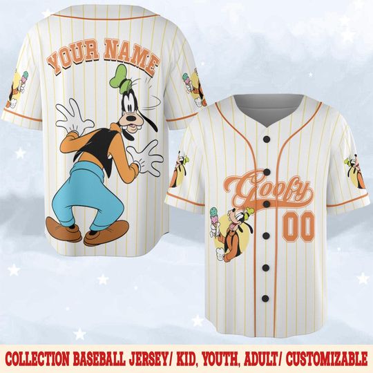 Discover Custom Disney Goofy Baseball Jersey, Custom Kid Youth Adult Disney Jersey, Mickey Disneyland Trip Gift for Sport Fans, Birthday Boy