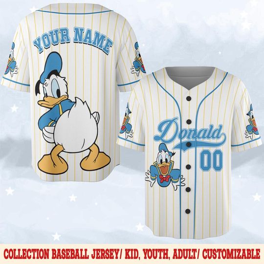 Discover Custom Disney Donald Duck Collection Baseball Jersey, Disney Donald Duck Jersey, Disneyland Team Matching Outfit