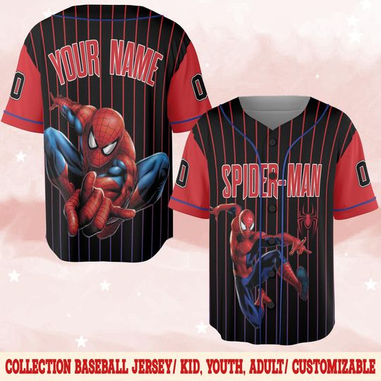 Discover Personalize Disney Amazing Spider Man Vintage Jersey, Custom Kids Youth Adult Disney Baseball Jersey