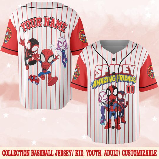 Discover Personalize Spidey And His Amazing Friends Cute White Color, Custom Spider Verse Baseball Jersey Team, Disney Baseball Team Outfit