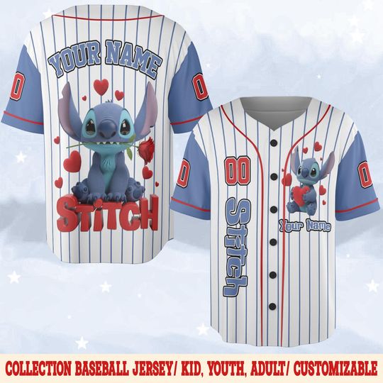 Discover Custom Disney Lilo and Stitch Stitch Baseball Jersey, Gift for Kids, Disney Birthday Gift, Gift For Baseball Fans