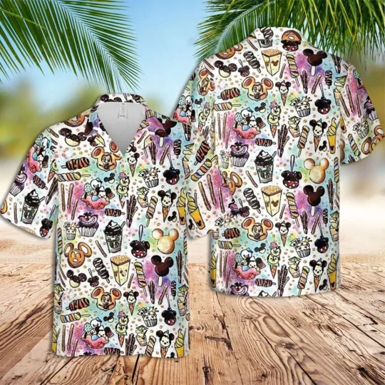 Discover Disney Summer Beach Mickey Mouse Foods Symbol Disney Aloha Hawaiian Shirt