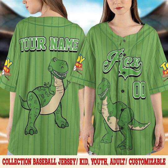 Discover Rex Toy Story Baseball Jersey, Disney Rex Dinosaur Jersey Shirt, Toy Story Family Matching Baseball Outfit, Disney Vacation Tee JCT405-4