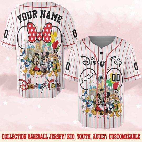 Discover Custom Disneyland Trip Baseball Jersey Team Matching, Personalized Disney Castle Shirt, Disney Jersey, Gift for Kids D2N307