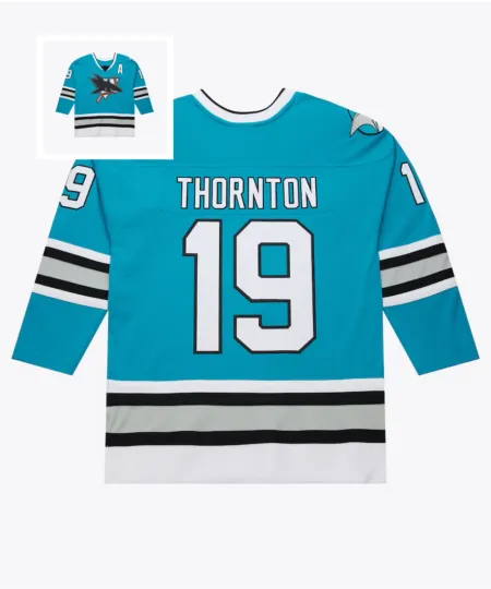 Discover Men's #19 Thornton Teal 2015-16 Power Play All Stitched Hockey Jersey Sz XS-6XL