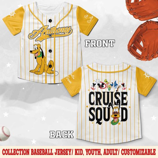 Discover Disney Cruise Squad Baseball Jersey, Mickey & Friends Family Matching Jersey, Custom Name Disney Cruise Shirt for Adults, Kids JCTD06-6