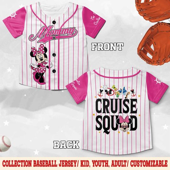 Discover Disney Cruise Squad Baseball Jersey, Mickey & Friends Family Matching Jersey, Custom Name Disney Cruise Shirt for Adults, Kids JCTD06-2