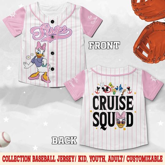 Discover Disney Cruise Squad Baseball Jersey, Mickey & Friends Family Matching Jersey, Custom Name Disney Cruise Shirt for Adults, Kids JCTD06-3
