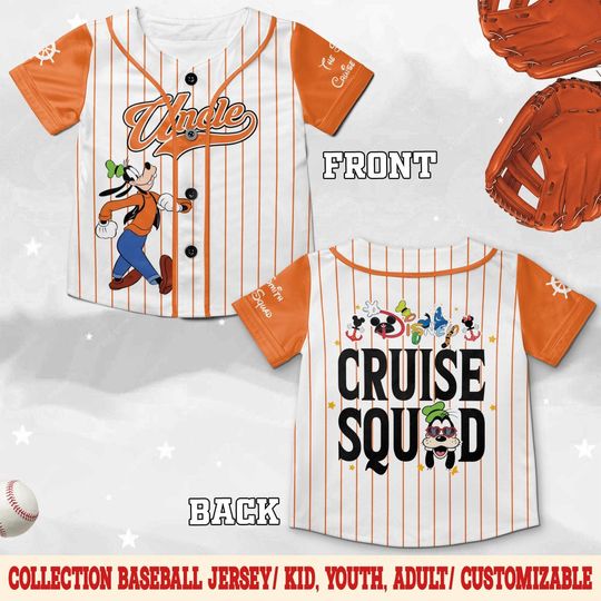 Discover Disney Cruise Squad Baseball Jersey, Mickey & Friends Family Matching Jersey, Custom Name Disney Cruise Shirt for Adults, Kids JCTD06-5