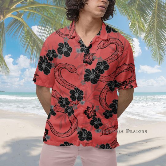 Discover Snake Hawaiian Shirt: Short Sleeve Button-Down