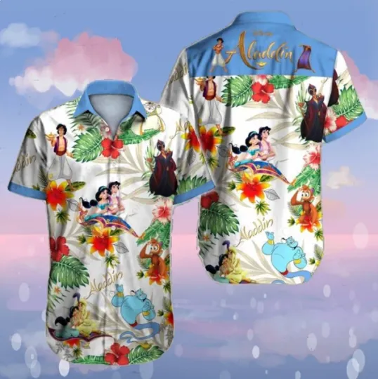 Discover Disney Hawaiian Shirt Summer Beach Aladdin Disney Aloha Hawaiian Shirt