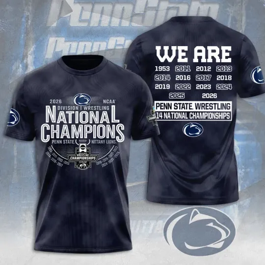 Discover Penn State Wrestling 2026 Champs 3D Apparel tshirt Fan Gift