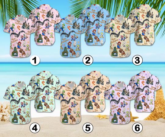 Epic Universe Hawaiian Shirt, Epic Universe Mario Hawaiian Shirt, Epic Universe Family Matching Shirt, Mario Luigi Princess Peach Shirt