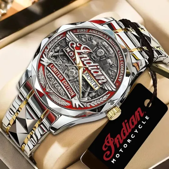 Discover Indian Motorcycles 125th Anniversary Stainless Steel Quartz Watch