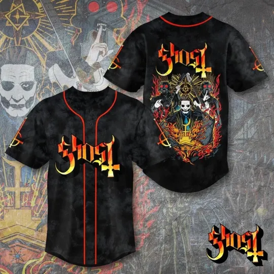 Discover Ghost Band Baseball Jersey Papa Emeritus Nameless Ghouls Heavy Metal Black Shirt