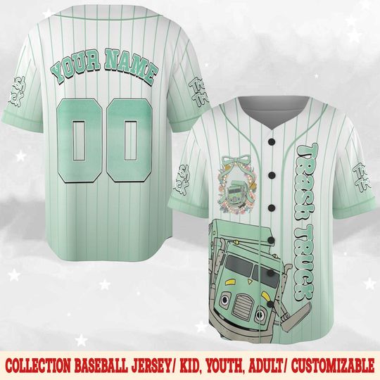 Personalized Trash Truck Baseball Jersey, Hank Trash Truck Birthday Boy, Birthday Girl Jersey, Trash Truck Family Birthday Matching