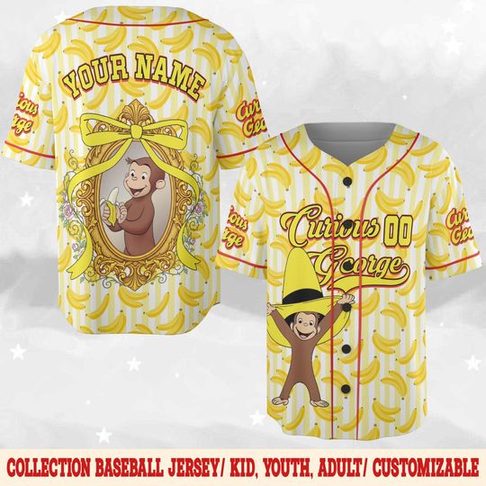 Discover Custom Curious George Birthday Baseball Jersey, Curious George Baseball Shirt, Curious George Jersey Shirt, Monkey Baseball Jersey