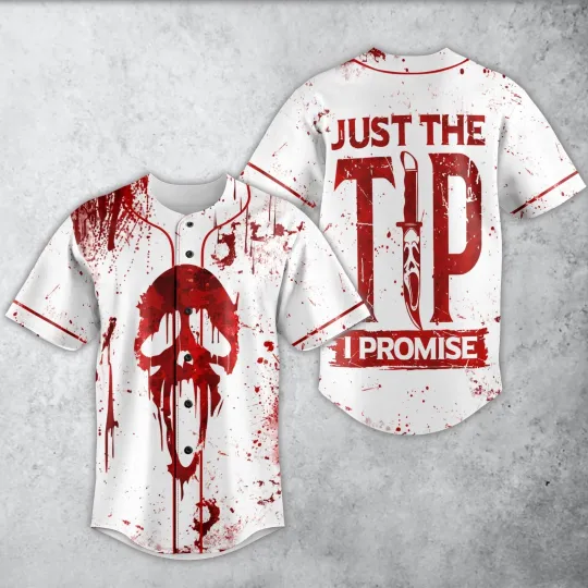 Discover Ghostface Scream Baseball Jersey Just The Tip Scary Movie Horror White Shirt New