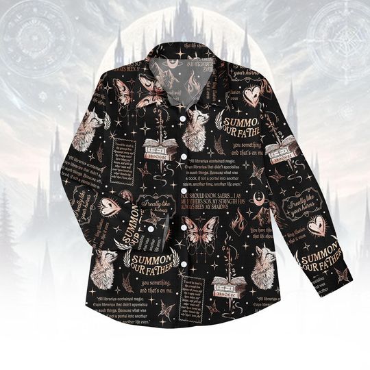 Discover Mystical Blouse Shirt, Fantasy Magic Button Women Shirt, Witchy Women Top, Women Blouse Top, Gift for Book Lovers