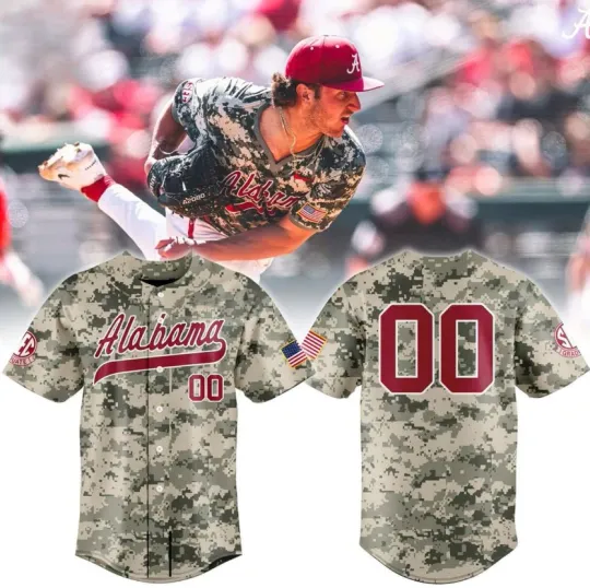 Discover Albm Crimson Tide 2026 Camo Personalized Baseball Jersey All Size