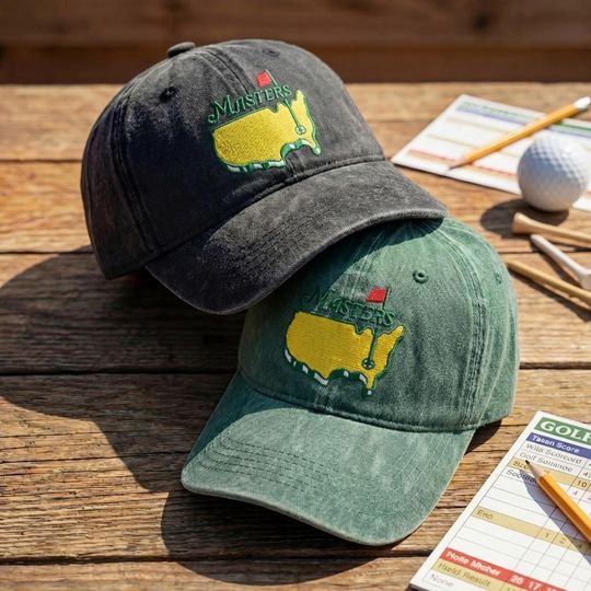 Masters Golf Embroidered Hat, Augusta Style Dad Cap, Golf Lover Gift for Men, Premium Vintage Cap, Golf Tournament Outfit, USA Map Design