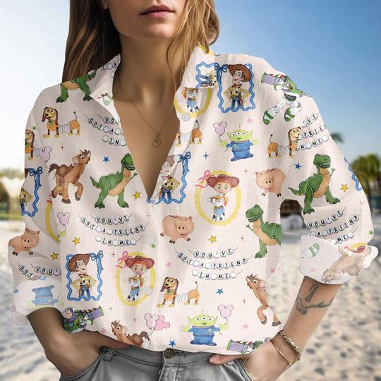 Discover Retro Toy Story Blouse Shirt, Disney Pixar Women Shirt, Woody Buzz Toy Story Shirt For Her, Magic Kingdom Gift