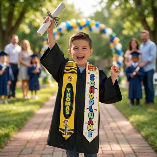 Discover Toy Story Graduation Stole, Custom Name Crayon Disney Grad Sash, Disney Toy Story Class Of 2026 Boy Girl, Personalized Graduation Gift