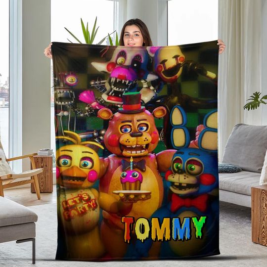 Customized Five Nights at Freddy's Fleece Blanket, FNAF Blanket, Custom Blanket with Name, Anniversary, Birthday Gift