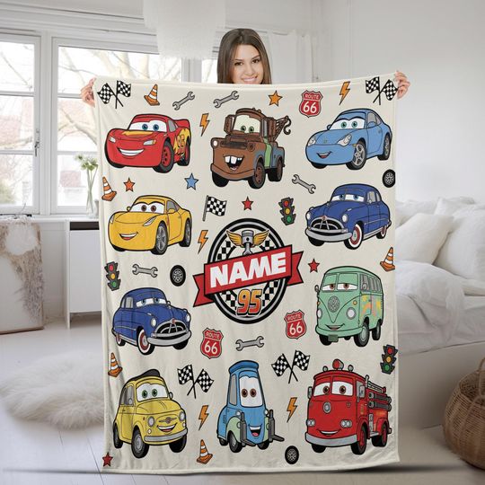 Discover Personalized Cars Lightning McQueen Fleece Blanket, Disneyland Blanket, Cars Movie Blanket, Birthday Gifts for Kids