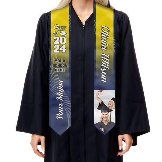 Discover Proud Graduate Of The Class Of 2024 - Personalized Custom Graduation Stole - Upload Image, Graduation Gift