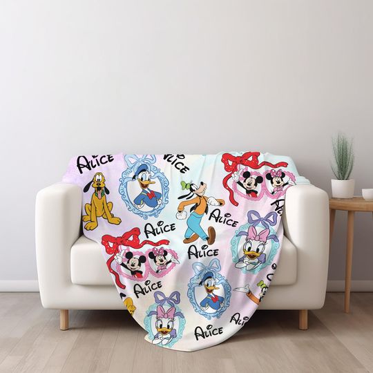 Discover Mickey and Friends Leopard Coquette Bow Heart Locket Blanket, Animal Kingdom Blanket, Disneyland Safari Mode Blanket, Disneyworld NGWN14