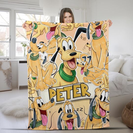 Discover Custom Name Pluto Dog Blanket, Disney Dog Blanket, Funny Dog Kids Blanket, Disneyland Trip Soft Blanket, Dog Love Gifts