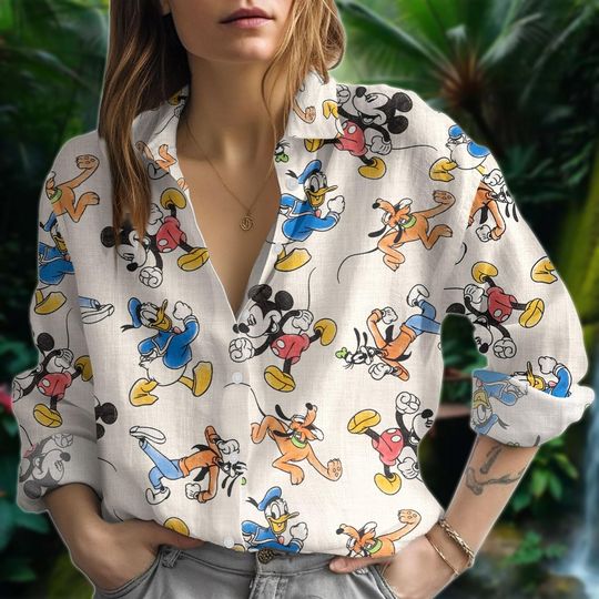 Discover Disney Mickey Mouse Donald Duck Goofy Button Up Shirt, Mickey and Friends Vacation Shirt, Disneyland Outfit Shirt