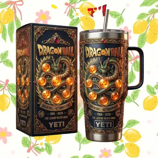 Discover Dragon Ball 40th Anniversary Shenron & Dragon Balls Black Tumbler 40 oz with Handle