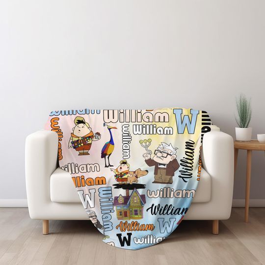 Discover Personalized Watercolor Disney Up Movie Blanket, Adventure Is Out There Carl and Ellie Couples Blanket, Up House Balloons Blanket NFVL23