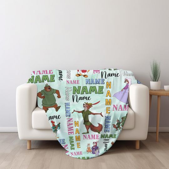 Discover Personalized Disney Robin Hood Blanket, Custom Name Robin Hood Birthday Gifts, Lady Marian Little John Friar Tuck Robin Hood Blanket NGWX06