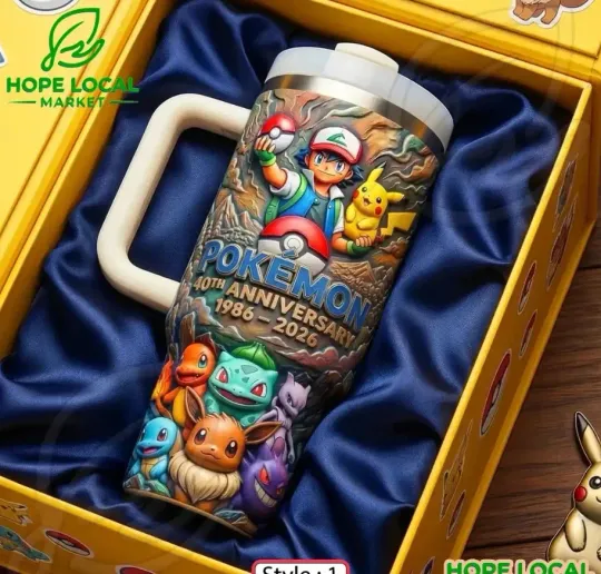 Discover NEW!! Pokemons Day 2026 30th Celebration Insulated 40oz Tumbler With Handle