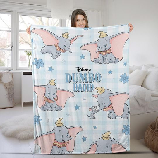 Discover Custom Name Disney Baby Dumbo Blanket,Personalized Blanket Gift,Baby Dumbo Blanket,Cute Dumbo Flying Elephant Birthday Boy Girl Gifts G5PZ42