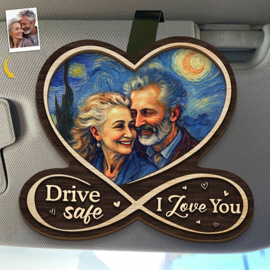 Custom Photo Car Visor Clip - Personalized Anniversary Wedding Gifts For Husband And Wife, Him And Her - Your Smile Is My Destination