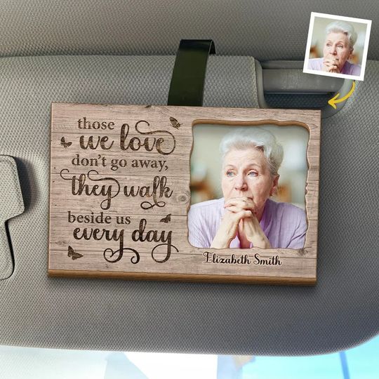Custom Photo In Our Souls, Your Spirit Remains - Memorial Personalized Custom Car Visor Clip - Sympathy Gift For Family Members