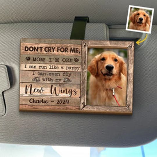 Custom Photo Forever Loved, Now Flying High With Angel Wings - Memorial Personalized Custom Car Visor Clip - Sympathy Gift For Pet Owners, Pet Lovers