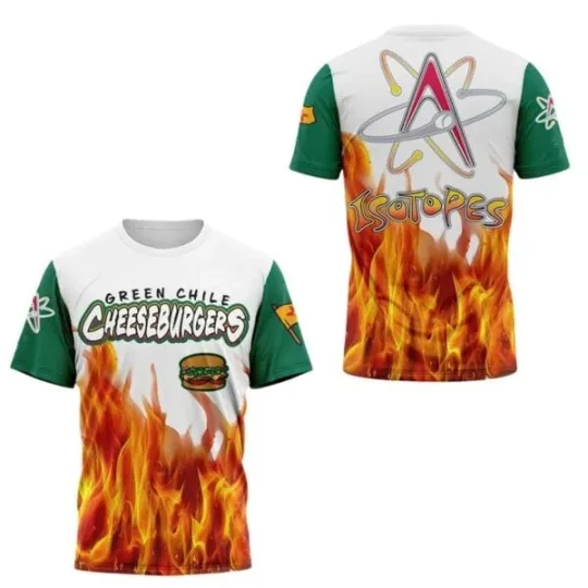 Discover Albuquerque Isotopes 2026 Green Chile Cheeseburgers 3D T Shirt