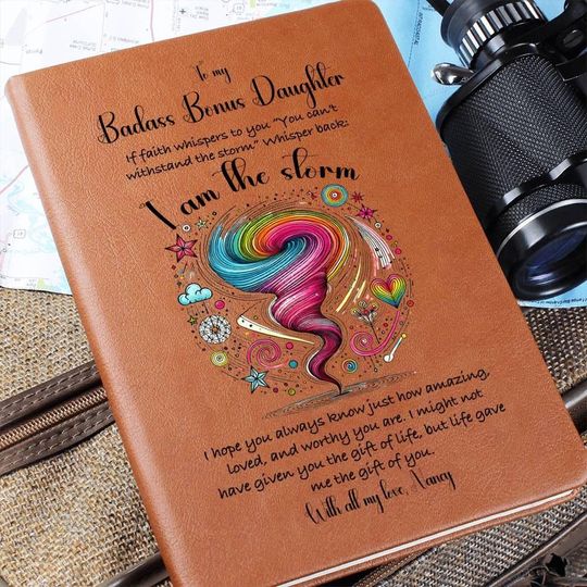 Custom Vegan Leather Journal, Gift for Bonus Daughter