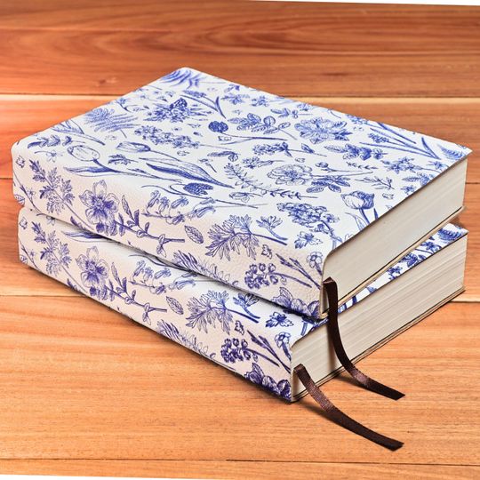Azzurro Blue Floral Soft Leather Journal  Fiore Blu Handmade Travel Notebook, Gift Her Birthday