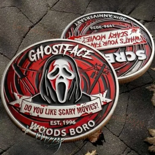 Discover Ghostface 30th Anniversary Do You Like Scary Movies Woods Boro Coin