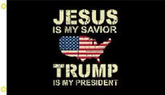Discover 3X5 JESUS IS MY SAVIOR TRUMP IS MY PRESIDENT TRUMP 2024 FLAG BANNER 100D R2
