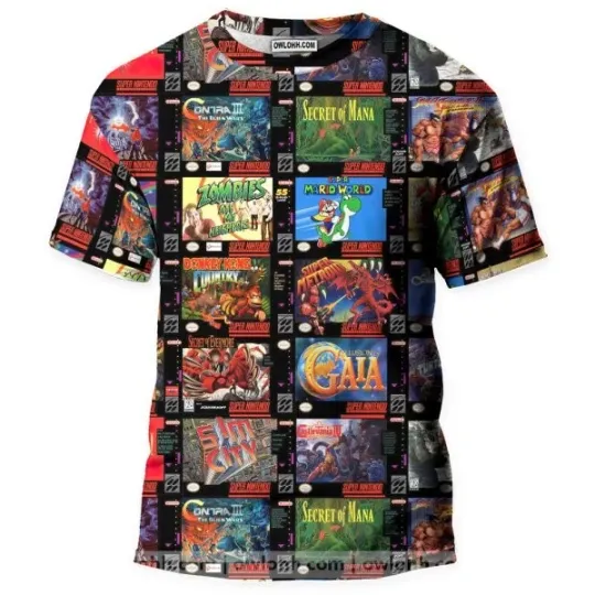 Discover Super Nintendo Entertainment System 3D T-Shirt