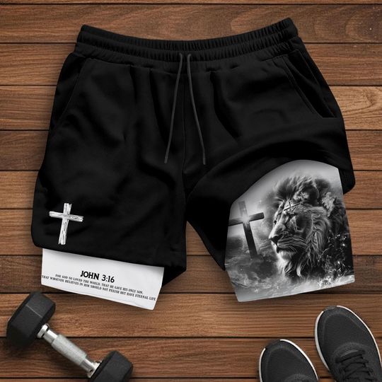 Discover John 3:16 Short, Christian Shorts For Men Women, Jesus Shorts, Cross Short, Men's Gym & Sport Shorts with Pockets, Bible Verse Activewear