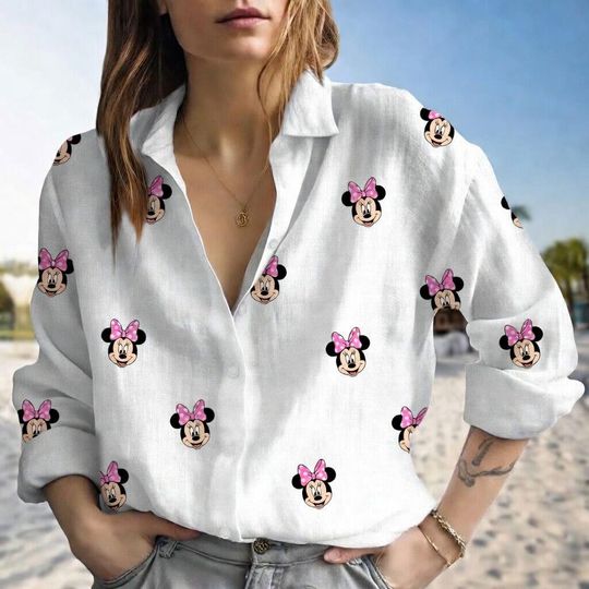 Disney Minnie Mouse Shirt, Mickey Minnie Blouse Shirt, Cartoon Women Blouses Shirt, Magic Kingdom Shirt, Summer Trip Gift For Women