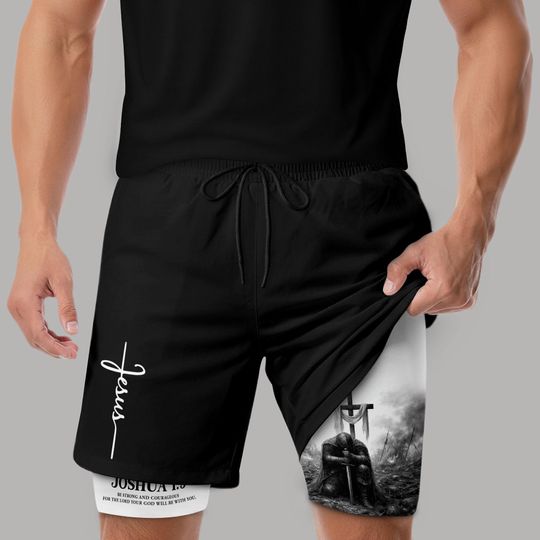 Discover Joshua 1:9 Shorts, Jesus Shorts, Cross Short, Christian Shorts For Men, Men's Gym & Sport Shorts with Pockets, Bible Verse Activewear